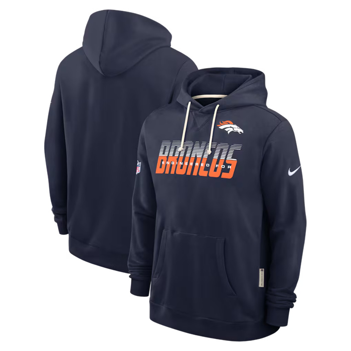 Men's Denver Broncos Navy Sideline Standard Issue Top Prospect Dri-FIT Hoodie